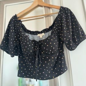 Black floral babydoll top